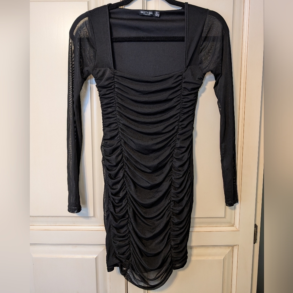 Nasty Gal Elegant Black Ruched Dress